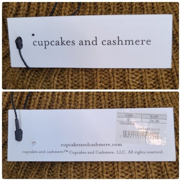 Cupcakes and Cashmere Griffith Vintage Gold Green Chunky Knit Sweater Small - Picture 12 of 15